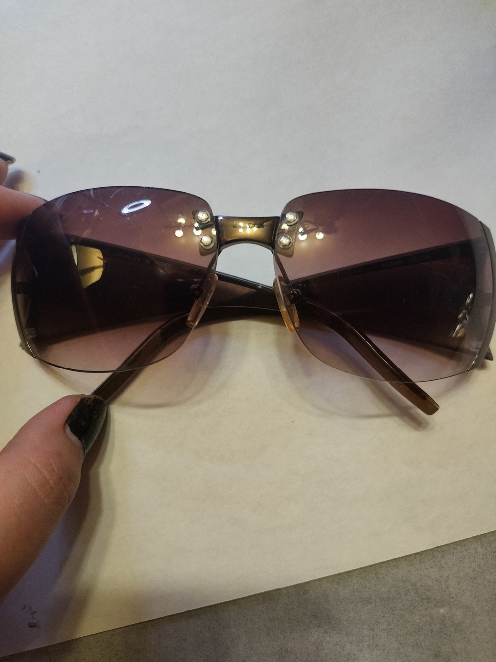 Fendi designer Women's Brown Gradient Sunglasses with Rhinestone Trim FS349R